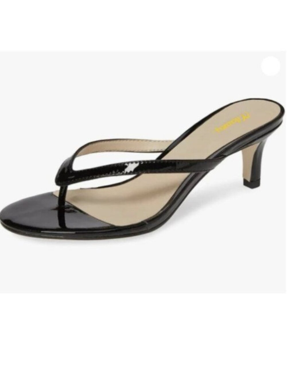 Milooey shoes Womens Flip Flop Sandals Slip on Kitten Heel Mules Round Toe Black